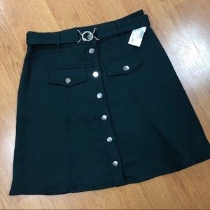 Maje dark green button up skirt with belt